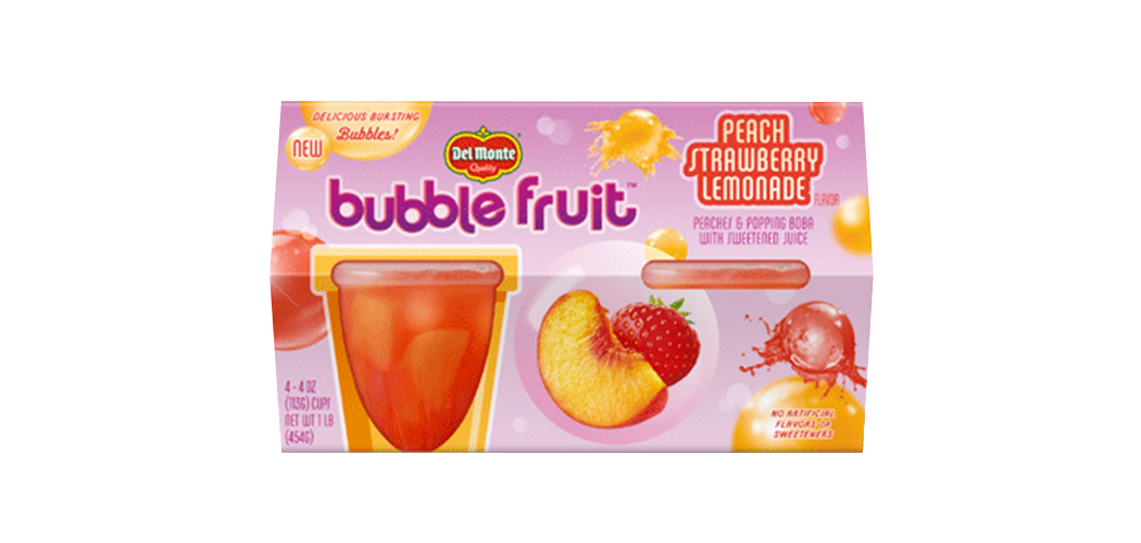 Strawberry Peach Boba Fruit Cup Del Monte Bubble Fruit