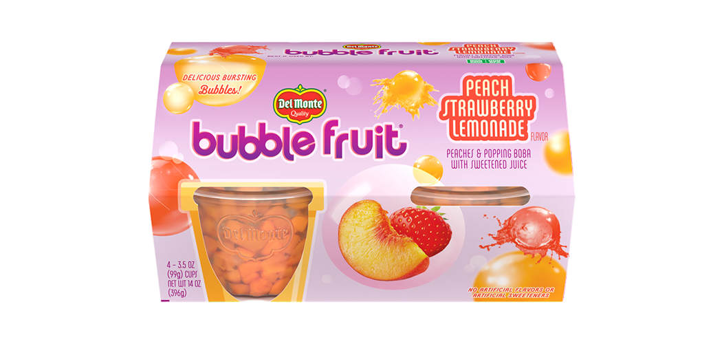 Strawberry Peach Boba Fruit Cup Del Monte® Bubble Fruit®