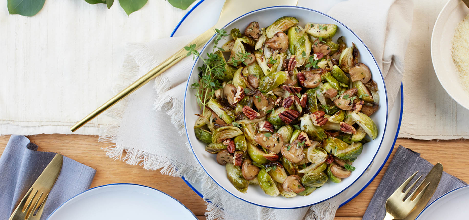 Garlicky Roasted Brussels Sprouts and Mushrooms