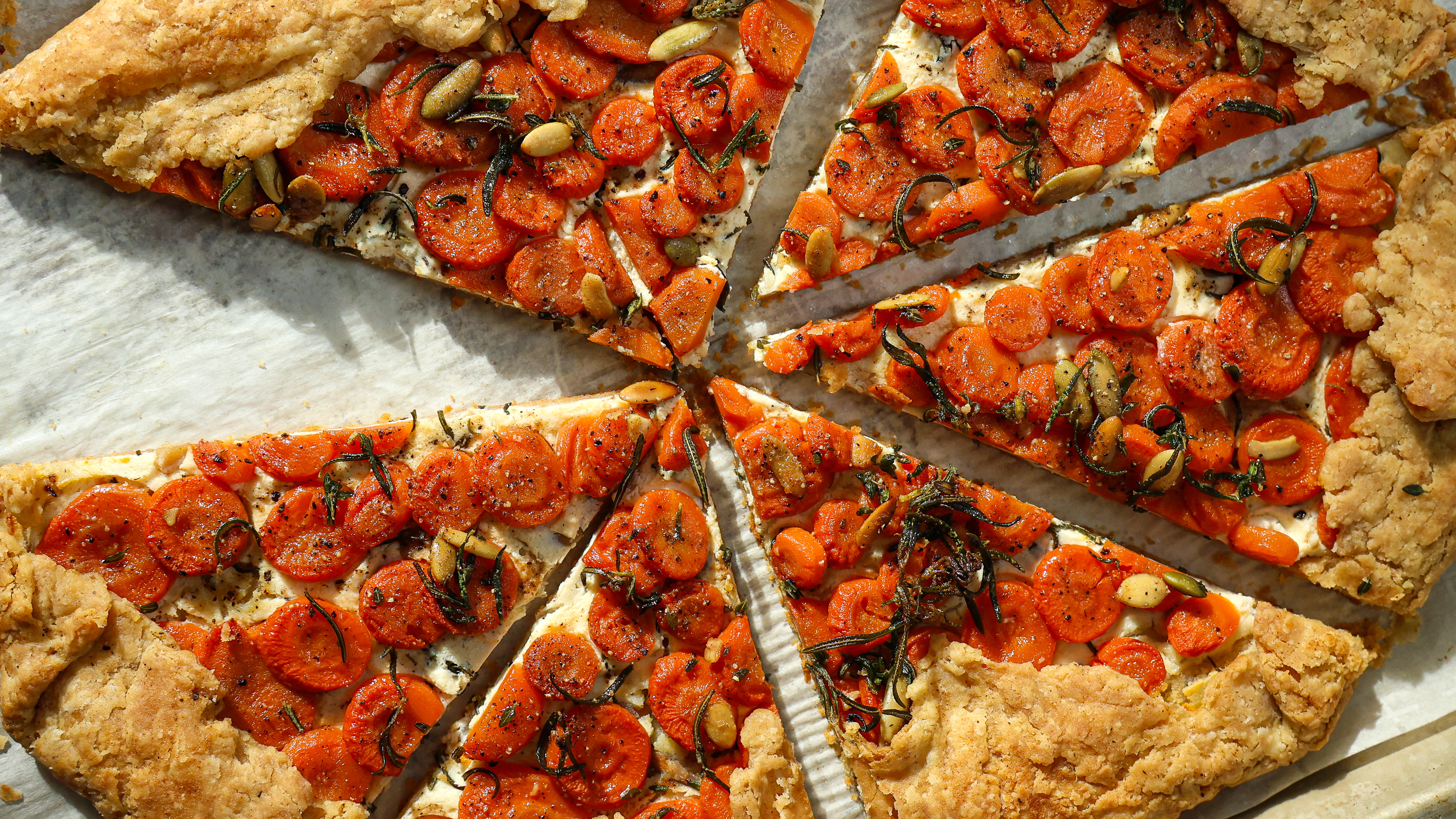 Hot Honey Carrots & Ricotta Tart