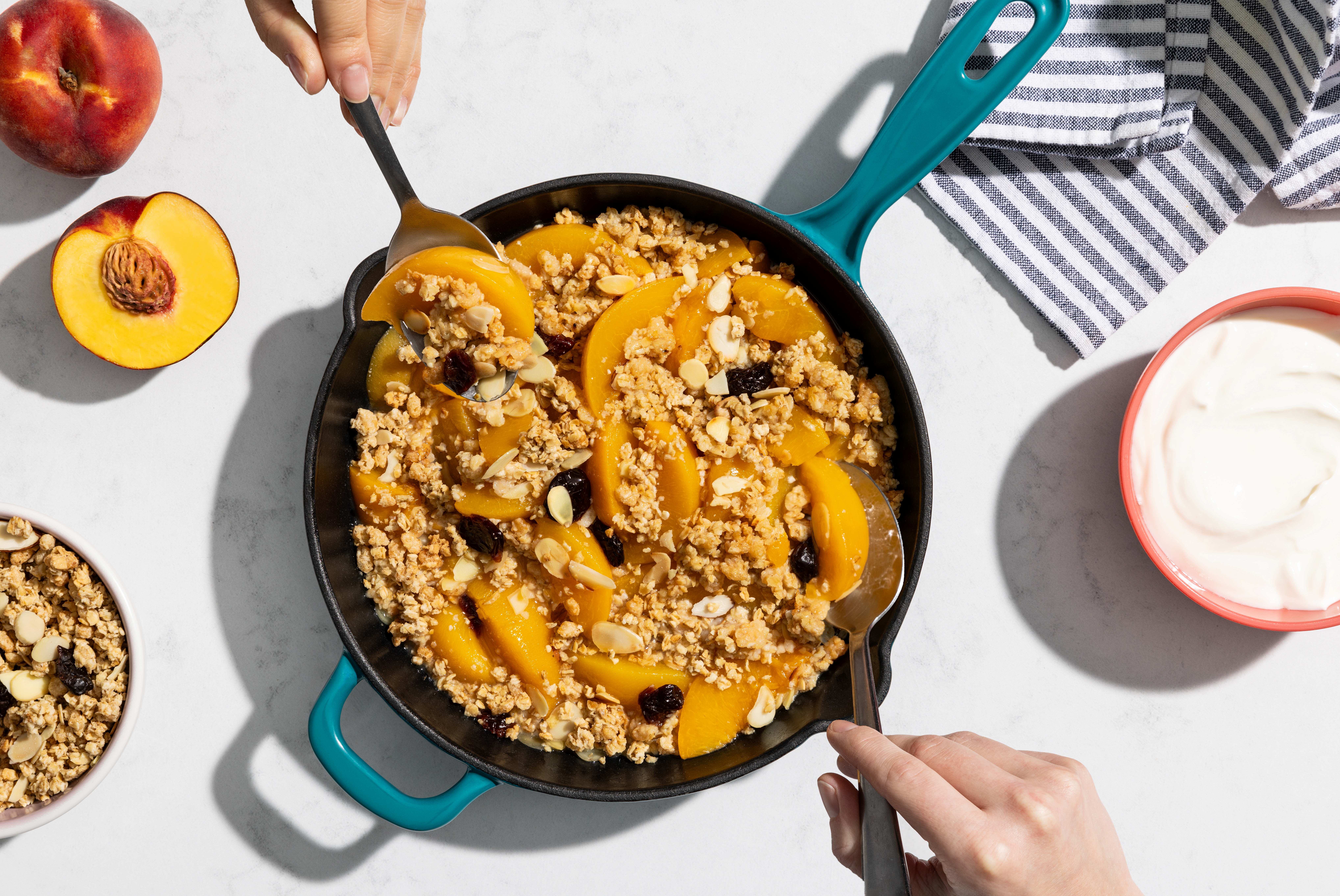 No Bake Peach Skillet Crisp for Two
