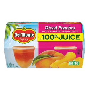 Strawberry-Banana Flavor Diced Peaches in 100% Juice Fruit Cup® Snacks