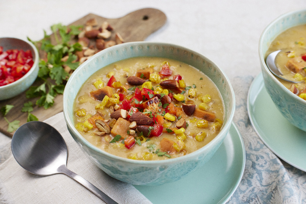 Roasted Sweet Potato & Corn Chowder